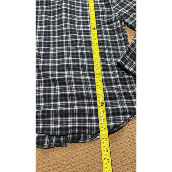 Zara Boys Plaid Long Sleeve Shirt Size 11/12 152cm Black /White Crew Neck Button - Picture 6 of 7